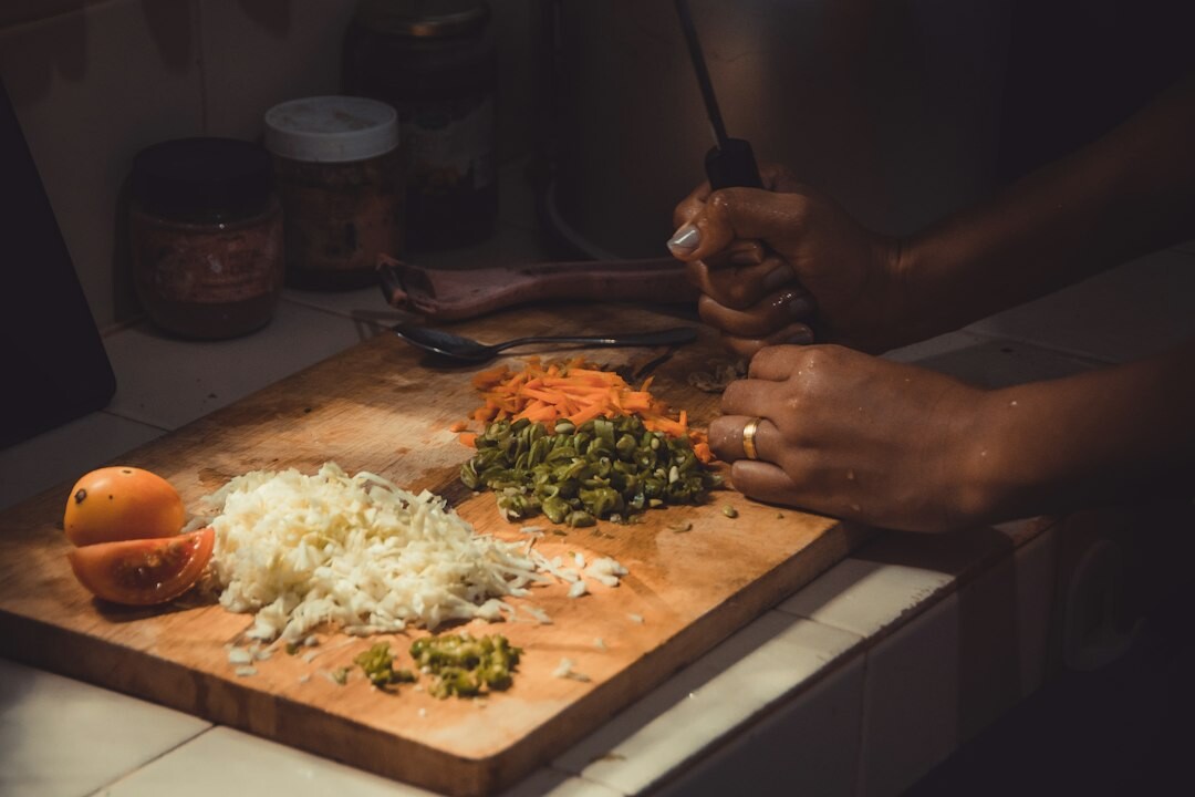 woman preparing vegetables at home