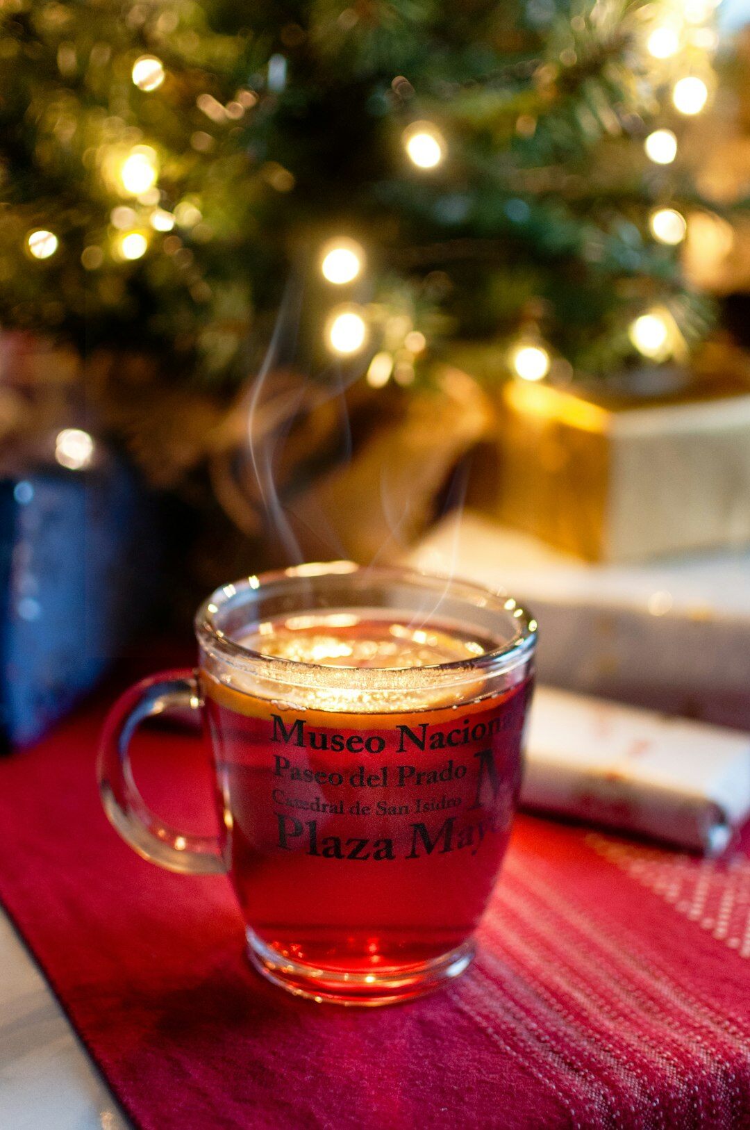 Traditional Czech Christmas cookies and mulled drink on a table